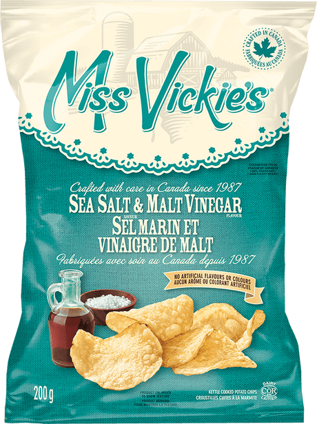 Miss Vickie's Sea Salt and Malt Vinegar Chips - 200g - CanadianCatalog