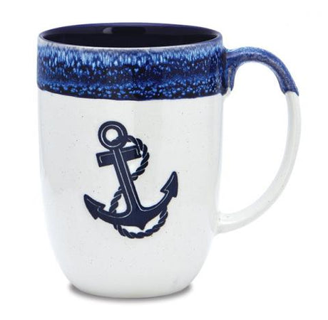 Cape Shore 16 oz Stoneware Glaze Dipped Anchor Mug - BACK IN STOCK! - East Coast Catalog