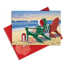 Christmas Cards - Red Green Adirondack Chairs