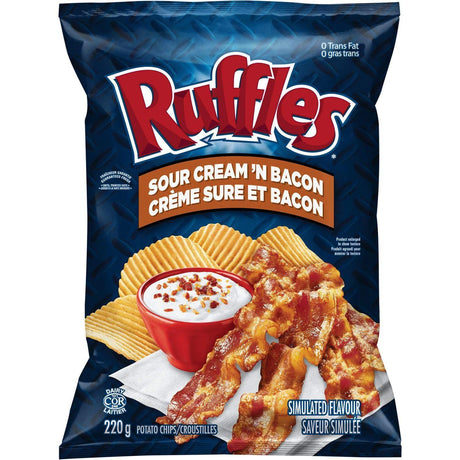 Ruffles Sour Cream 'N Bacon Chips - 220g - CanadianCatalog