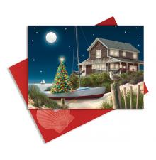 Christmas Cards - Moonlit Beach House