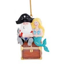 Pirate Santa and Mermaid Ornament